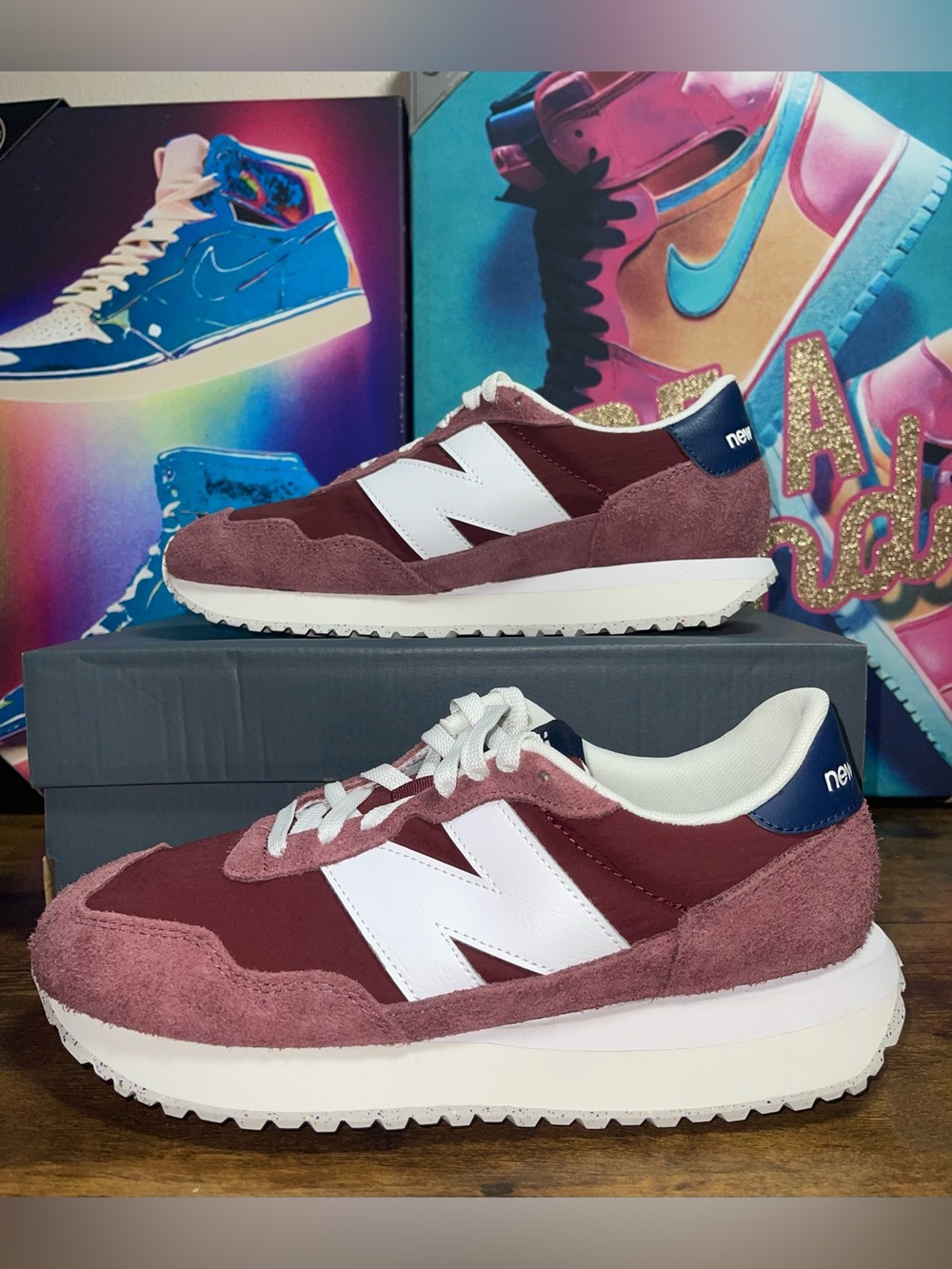 New Balance 237 Unisex Sneaker - Burgundy/White - Picture 2 of 12